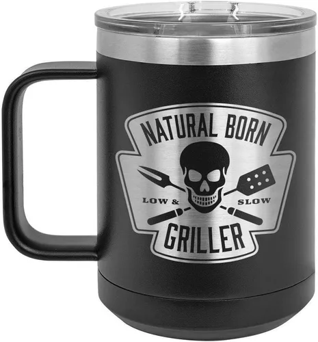 Miniatura 16 de Natural Born Griller RED 15 oz Coffee Cup w/Slide Top Lid Insulated Travel Coffee Mug BBQ & Grilling Gift Idea For Men Who Have Everything, Dad