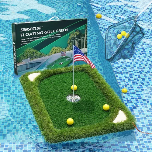 Miniatura 12 de SENSECLUB Red de astillado plegable y green flotante, objetivo de astillado de práctica de golf interior, juego de golf de patio trasero y regalos