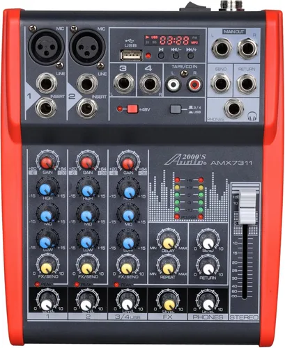 Miniatura 2 de Audio2000'S AMX7303- Mezclador de audio profesional de cuatro canales con procesador USB y DSP