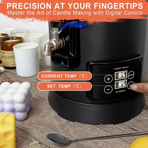 Miniatura 3 de Leerie Derretidor de cera digital de 12 libras para hacer velas, olla de fusión de cera de vela D6 con control preciso de temperatura y núcleo