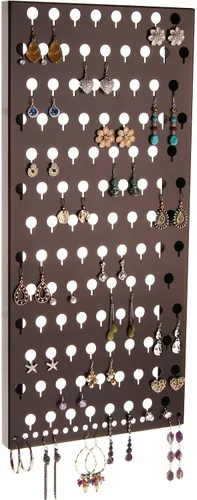 Miniatura 10 de Angelynn's Soporte organizador de aretes montado en la pared para mujeres pequeñas y medianas, aretes colgantes, estante colgante de almacenamiento