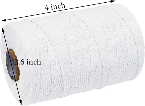 Miniatura 2 de Cuerda de cordel, 500 pies de algodón para carniceros de cocina, cuerda de cocina para manualidades, asar, envolver regalos, decoración de Blanco