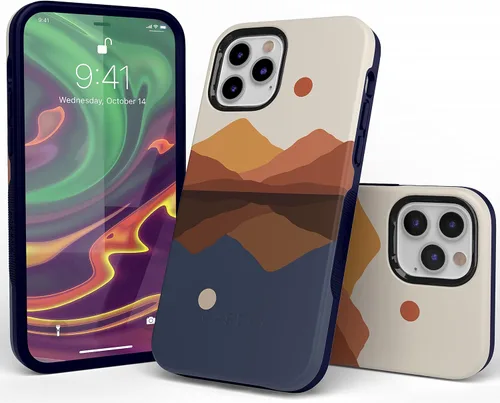 Miniatura 6 de Funda Casely para iPhone 12/12 Pro Los opuestos se atraen Montañas de día y noche Compatible con MagSafe Diseño protector audaz