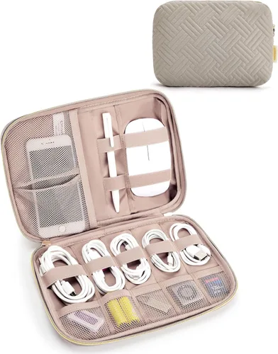 Miniatura 11 de BAGSMART Estuche organizador de electrónica grande de viaje, artículos esenciales de viaje, organizador de cables, bolsa organizadora de cables