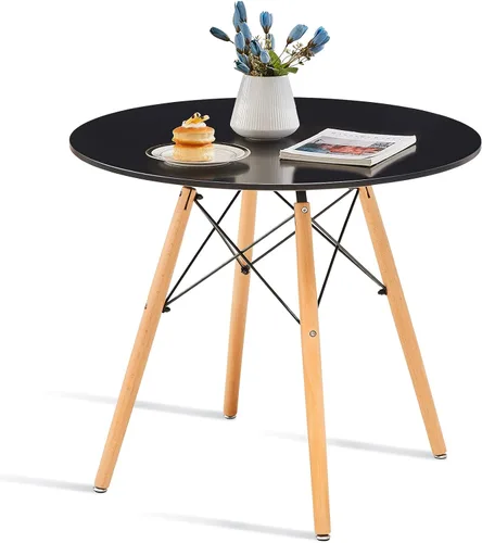 Miniatura 8 de Mesa de comedor redonda pequeña de 31.5 pulgadas para 4 personas, cocina, hogar, ocio, patas de madera, vidrio