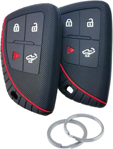 2 piezas fundas de silicona para llavero remoto inteligente para 2025 2024 2023 2022 GMC Sierra 1500 Chevy Chevrolet Silverado 1500 4 botones (negro)