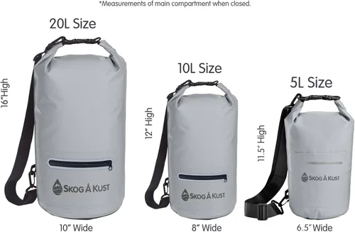 Miniatura 5 de Skog Å Kust DrySak - Bolsa impermeable con tapa enrollable para viajes y al aire libre - tamaños de 5, 10 y 20 litros Gris