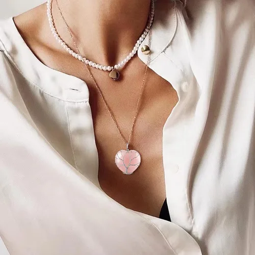 Miniatura 2 de Bestyle Collar de cristal curativo envuelto en árbol de la vida, colgante de piedra natal de 12 meses para parrillas de mujer, joyería de piedras