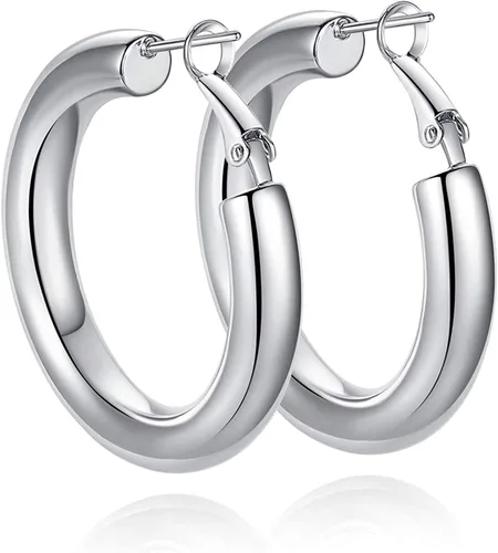 Aretes de aro de oro grueso, aros ligeros de tubo de aulllow dorados gruesos para mujer, aretes grandes hipoalergénicos de 0.984in, 1.181in,