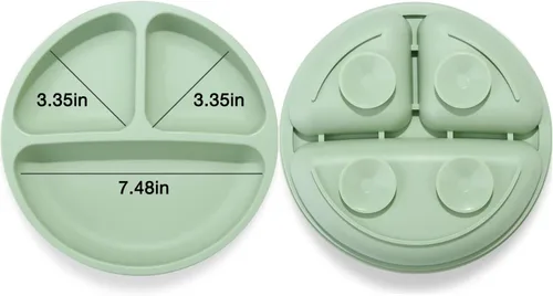 Miniatura 4 de PandaEar Juego de alimentación de silicona para bebés de 6 a 12 meses Suministros de destete LED - Babero + plato con ventosa + taza + cuencos