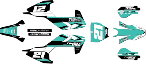 Miniatura 7 de Kit de gráficos para Husqvarna Motocross Electric E-Minis EE3 y EE5 (2020-2023) Orange-Crew Series Azul 09 Mil - Adhesivo para motocross Dirt Pit