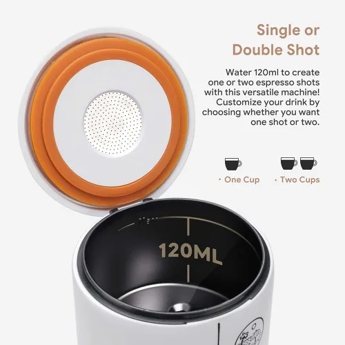 Miniatura 8 de Máquina de café espresso portátil 3 en 1 sin función de calefacción, cafetera eléctrica de carga tipo C, mini cafetera de 17 bar para N Negro
