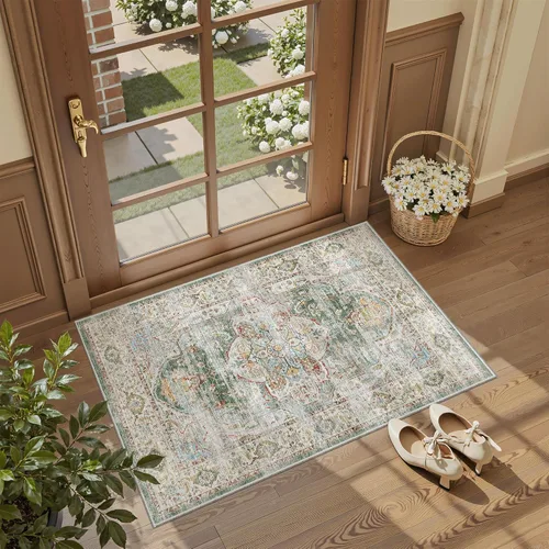 Miniatura 644 de Madane Tapete lavable de 2 x 10 pies para pasillo, cocina, recibidor, clásico, suave, antideslizante para interiores, casa de campo, baño, sala