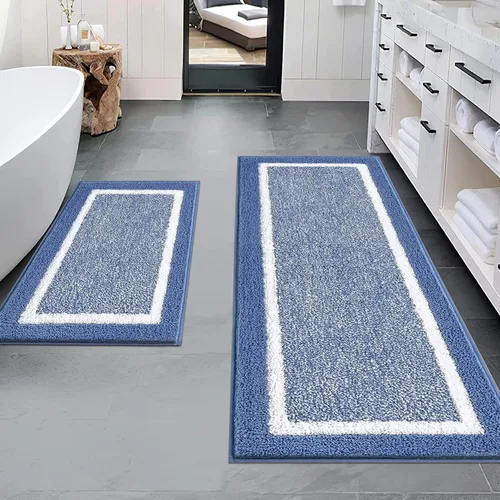 Miniatura 11 de Pauwer Juego de baño, alfombras de baño antideslizantes, alfombras de ducha absorbentes para suelo de baño, bañera y ducha, color azul aguamarina