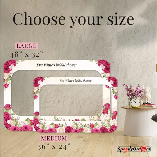Miniatura 4 de Marco de fotos de novia personalizado con rosas en tonos fucsia, marco de fotos personalizado con rubor, accesorio de fotos de rosas florecientes