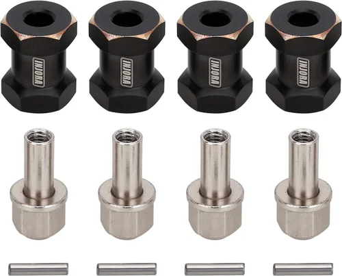 Miniatura 6 de INJORA Hub hexagonal RC de 0.472 in, ruedas de latón, extensión de cubo hexagonal, adaptador de unidad hexagonal negra para 1/10 RC Crawler Axial