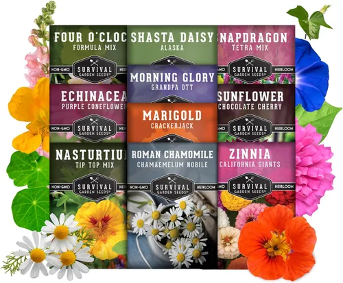 Miniatura 5 de Colección de 10 semillas de flores para plantar Zinnia, girasol, caléndula, boca de dragón, capuchina, gloria de la mañana, manzanilla, margarita