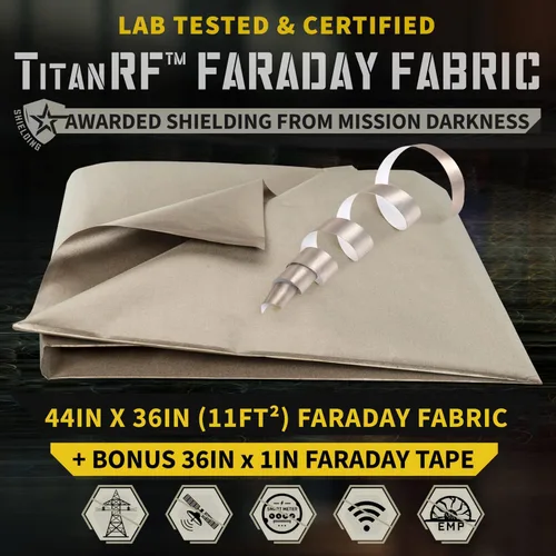 Miniatura 2 de Mission Darkness TitanRF Faraday - Kit de tela de 1 yarda/ Tela de 44" de ancho x 36" de largo + cinta de 36" de largo, material de poliéster