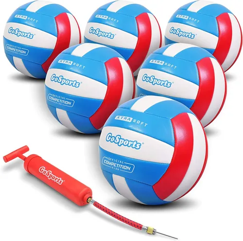 GoSports Pelotas de voleibol recreativas de tacto suave - Individual o paquete de 6 - Tamaño reglamentario para juego en interiores o exteriores - 6