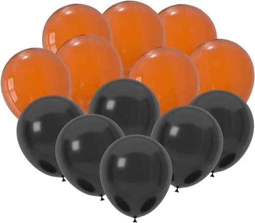 100 globos de látex de 12 pulgadas en negro y naranja, perfectos para Halloween, graduación, cumpleaños, baby shower, Acción de Gracias y