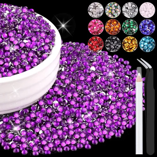 Miniatura 129 de 12000 diamantes de imitación de resina de 0.079 pulgadas a granel para manualidades (transparente), cristales deslumbrantes con parte trasera plana