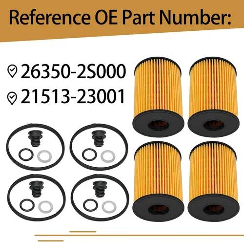 Miniatura 2 de 26350-2S000 Filtros de aceite compatibles con Hyundai Santa Sonata Tucson Cruz Fe Kia Sorento 2.5L 2020-2022 Reemplazar 21513-23001, paquete de 4