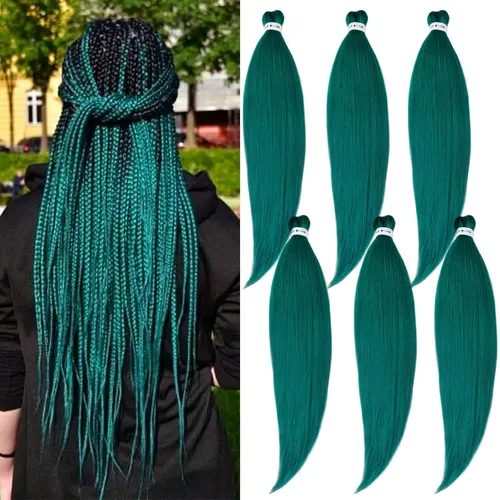 Miniatura 17 de pelo trenzado preestirado marrón, pelo trenzado Kanekalo, pelo trenzado preestirado de 26 pulgadas, 6 paquetes plegados, textura Yaki, extensiones