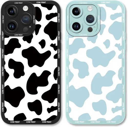 Miniatura 21 de Paquete de 2 bonitas fundas de teléfono para Apple iPhone 13 de 6.1 pulgadas, funda protectora de silicona con estampado de vaca a la moda, delgada