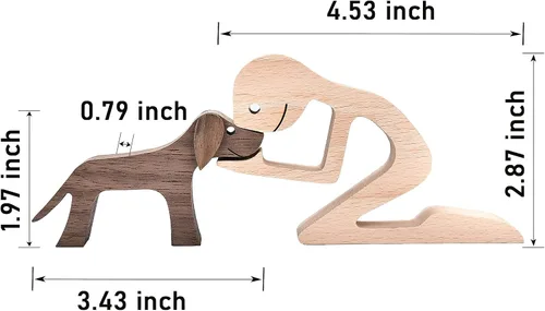 Miniatura 3 de Esculturas de decoración del hogar, escultura de madera de dos piezas de hombre y perro para regalos del hogar Hombres+perro