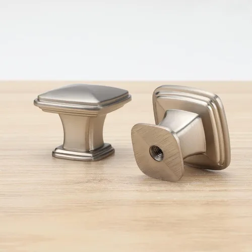 Miniatura 4 de homdiy Paquete de 5 pomos de gabinete de cocina de níquel cepillado para cajones, herrajes cuadrados sólidos plateados para gabinetes de tocador