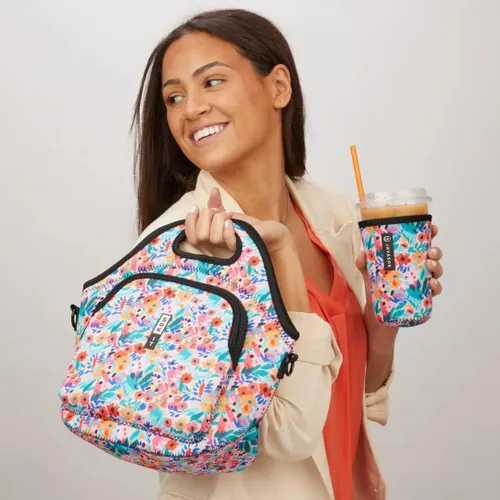 Miniatura 4 de Sok It JavaSok Funda aislante de neopreno para tazas de café helado y soda fría (Floral abstracto, Pequeño: 16-20oz)