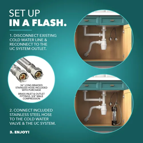 Miniatura 6 de CuZn Filtro de agua debajo del fregadero para grifo del fregadero, 20 K galones o 2 años de vida útil de filtración, reduce PFAs, PFOS, plomo