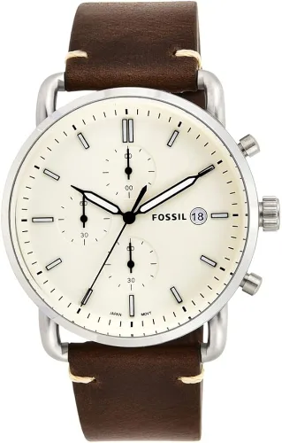 Miniatura 2 de Fossil Commuter - Reloj de cuarzo para hombre de acero inoxidable y piel, estilo casual