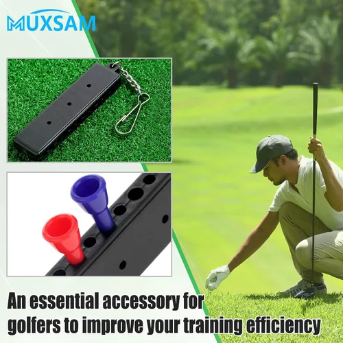 Miniatura 7 de MUXSAM Soporte para camiseta de golf negro para bolsa, paquete de 1 bolsa de golf con 12 agujeros en T, 3 agujeros para marcadores de bola, llavero