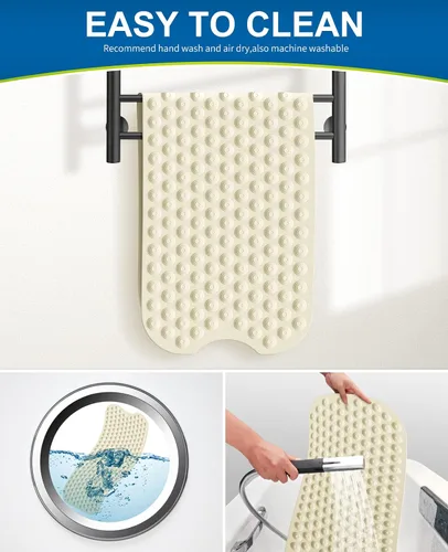 Miniatura 7 de Bligli Tapete para bañera antideslizante sin ventosas, 39 x 16 pulgadas, extra largo, para ducha, baño, lavable a máquina, de goma natural