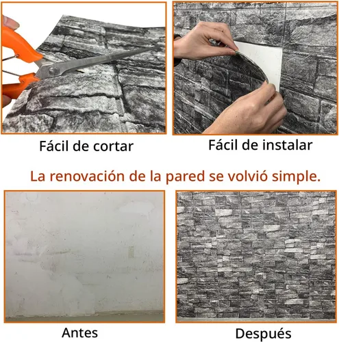 Miniatura 6 de 20 paneles de pared 3D para despegar y pegar, papel tapiz de ladrillo 3D para despegar y pegar, panel de pared de piedra sintética, ladrillo de Rock