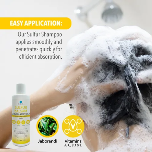 Miniatura 5 de Dr. Robaina Champú de azufre y gel de baño – Ayuda a calmar la caspa, la dermatitis seborreica, la foliculitis y la picazón del cuero cabelludo