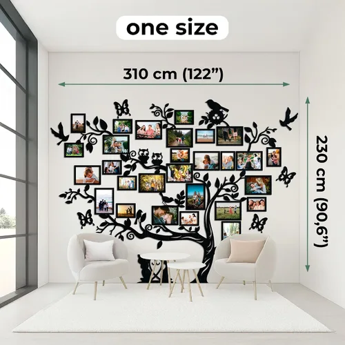 Miniatura 3 de JustLikeWood Calcomanía de pared grande de madera para árbol genealógico de 122 x 90.55 pulgadas con marco, gran familia, decoración del hogar