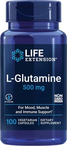 Miniatura 12 de Life Extension L-glutamina, 500 mg de L-glutamina, aminoácidos, apoya la salud muscular y la salud inmunológica, sin gluten, sin OMG, 100 cápsulas