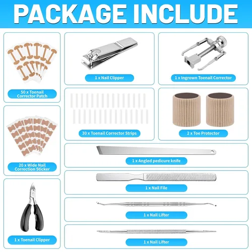 Miniatura 2 de SelfTek Kit de uñas encarnadas – Kit profesional de corrector de uñas encarnadas con tiras transpirables y parches curvos, lima sin dolor