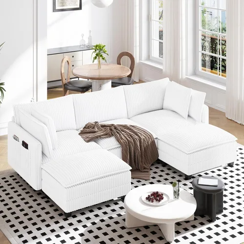 Miniatura 20 de Vesgantti 74" Cloud Couch for Living Room, 2 Seaters Deep Seat Sectional Modular Sofa, Double Cushion Corduroy Small Sofas Living Room Couches for