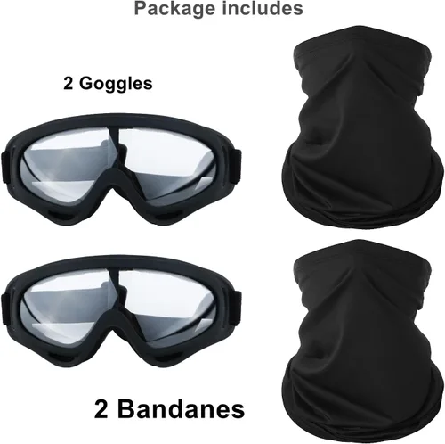 Miniatura 6 de LJDJ Gafas de motocicleta, paquete de 2 unidades, para motocross, ATV, motocross, senderismo, protección con 2 unidades de máscara bandana