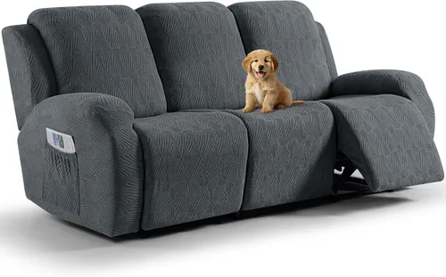 Miniatura 36 de VANSOFY Fundas para sillas reclinables, 4 piezas, elásticas, de tela jacquard, suave funda para silla reclinable, protector de muebles con parte