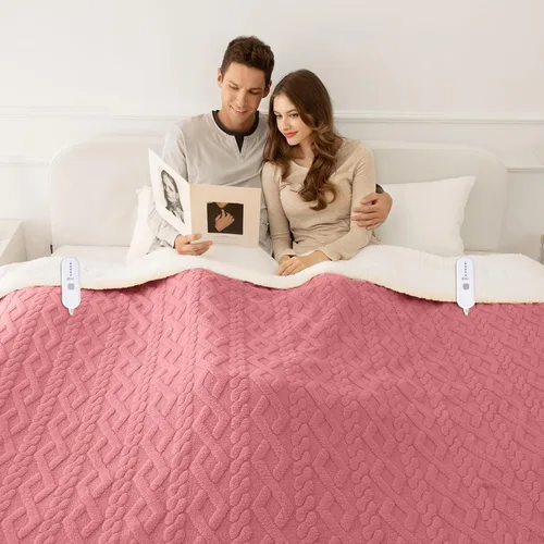Miniatura 14 de Manta eléctrica tamaño individual 62"X84" amarilla - Manta cálida y gruesa de sherpa con calefacción para invierno con 5 niveles de calentamiento