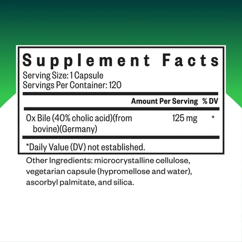 Miniatura 2 de Seeking Health Ox Bile, 125 mg de suplemento de enzima digestiva, apoyo de la vesícula biliar, apoyo a la intolerancia de la histamina, cápsulas