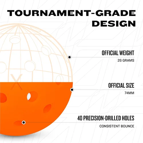 Miniatura 5 de Franklin Sports X-40 pelotas de Pickleball al aire libre - Bola oficial del Pickleball de EE. UU., APP Tour + US Open - Tamaño reglamentario Lava