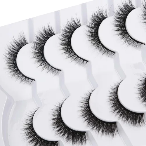 Miniatura 38 de Pooplunch - Pestañas postizas finas de visón sintético, estilo ojo de gato, naturales, cruzadas, tipo racimo, efecto 8D de volumen, tiras