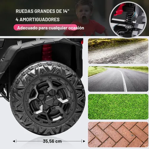 Miniatura 4 de ANPABO Juguetes de paseo de 24 V para niños grandes con control remoto, motores de 4 x 75 W, máximo 4.5 MPH, conmutable 4WD/2WD, 4 amortiguadores