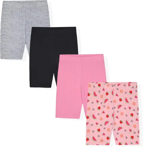 Star Ride Pantalones cortos de ciclismo para niños y niñas, paquete múltiple de ropa deportiva de poliéster elástico suave en estampados y colores