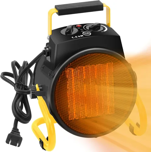 Calentadores al aire libre para patio, calentador eléctrico de 1500 W para garaje con protección contra sobrecalentamiento, calentamiento rápido en